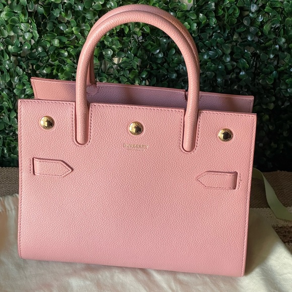 Burberry Pink Leather Two Way Bag Authentic - Picture 2 of 7